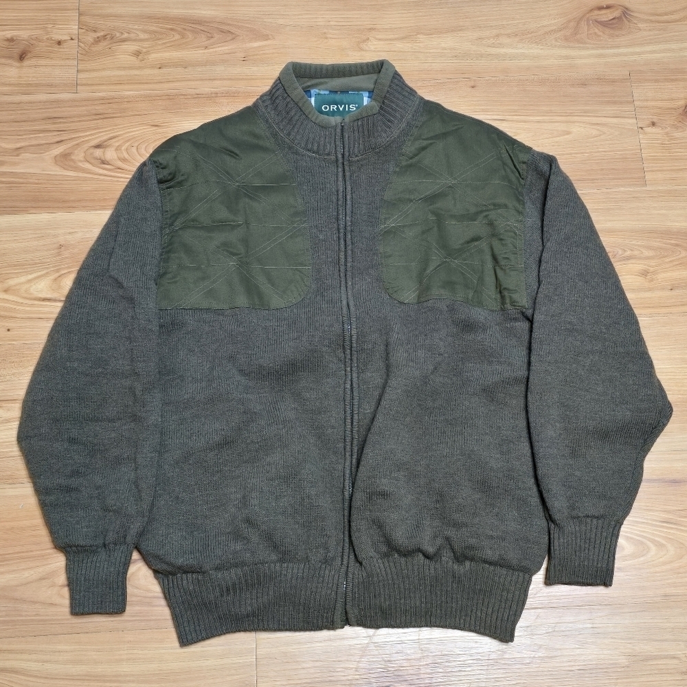 ORVIS Mens 100% Wool Full Zip Lined Shooting Jacket Bomber Hunting Thick Large